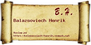 Balazsoviech Henrik névjegykártya